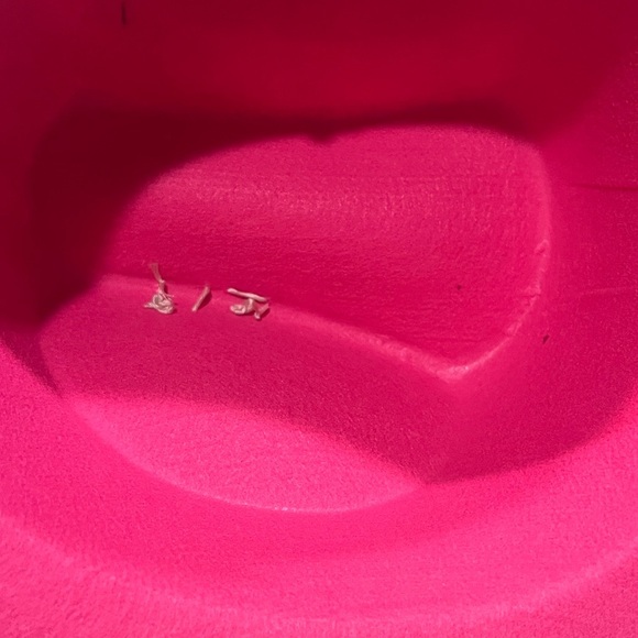 Handmade Pink Felt Cowgirl Hat with Feathers, Gems, and Leopard Print - Picture 4 of 9